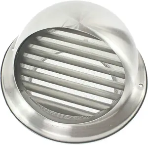 SPARES2GO Stainless Steel Round Bull Nosed External Extractor Wall Vent Outlet with Insect Mesh Grille (6" / 150mm)