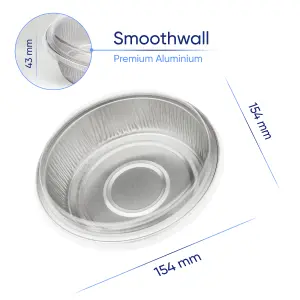 20 Pk Coppice Small Round Aluminium Foil Pie Dish with Plastic Lid for Baking, Serving & Food Storage 15 x 4cm