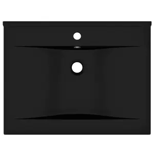 Belfry Bathroom Grenkie 600mm L x 460mm W Ceramic Rectangular Sink with Overflow Black