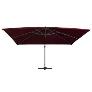 Berkfield Cantilever Umbrella with LED Lights Bordeaux Red 400x300 cm