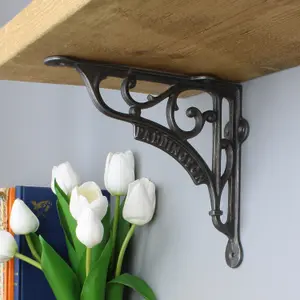 Oakcrafts - Pair of Antique Cast Iron London Paddington Shelf Brackets - 195mm x 180mm