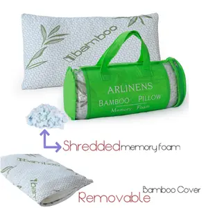 Bamboo Pillow Shredded Memory Foam Anti-Bacterial Orthopedic Head Neck Support Pillow