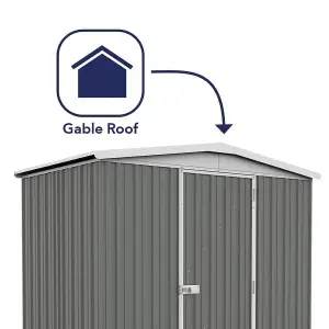 Absco 7.5ft x 5ft Metal Garden Storage Shed Apex Grey Outdoor Building Single Door