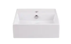 GoodHome Hendra Gloss White Square Counter top Basin (W)38cm