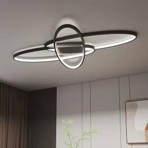 Minimalistic Unique Oval Acrylic Shade LED Semi Flush Ceiling Light Fixture 90cm Cool White