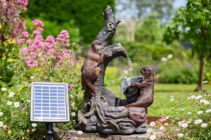 Easy Fountain Woodland Otters Solar With Battery Backup incl LEDs - L 23 cm x W 36 cm x H 68 cm