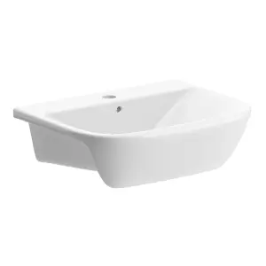 Durleigh White Rectangular Semi-recessed Basin (W)52cm