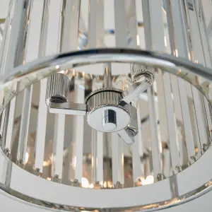 Heckford Chrome with Crystal Glass 3 Light Bathroom Semi Flush Ceiling Fitting