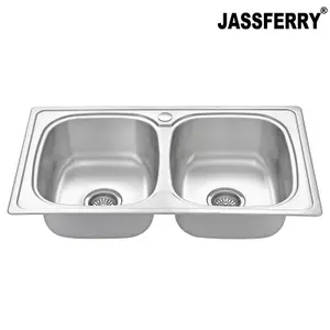 JASSFERRY Stainless Steel Kitchen Sink 2 Double Bowl Welding, 860 X 500 mm