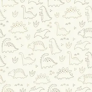 Dinky Dinos Wallpaper In Coffee And Cream