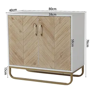 80 x 40 x 76cm Modern Wooden Freestanding Storage Sideboard Cabinet with Metal Base for Living Room,Bedroom,Hallyway