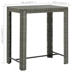 Berkfield Garden Bar Table Grey 100x60.5x110.5 cm Poly Rattan