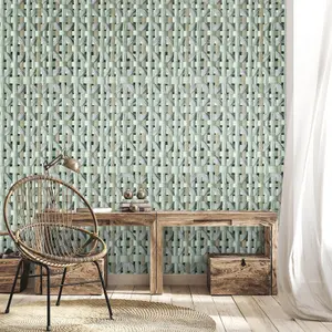 Galerie Pepper Seta Green Glitter Octogonal Honeycomb Wallpaper