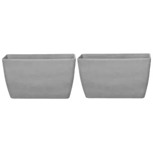 Set of 2 Flower Pot Stone Grey 74 x 32 x 45 cm BARIS