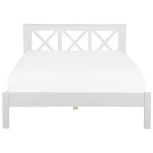 Wooden EU Super King Size Bed White TANNAY