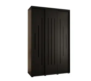 Cannes XII Sliding Door Wardrobe W150cm - Sleek Black Storage for Compact Spaces