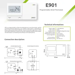 ENGO E901 Programmable Wired Thermostat 7 Day Battery Powered