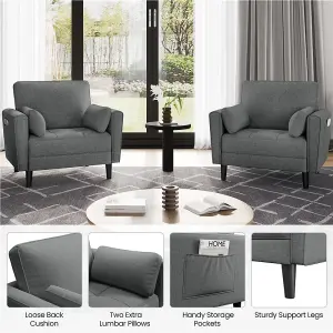 Yaheetech Oversized Armchair Single Sofa with 2 Pillows - Dark Grey