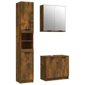 Berkfield 3 Piece Bathroom Cabinet Set Smoked Oak Engineered Wood