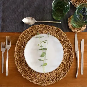 Argon Tableware - Round Woven Seagrass Placemats & Coasters Set - 12pc