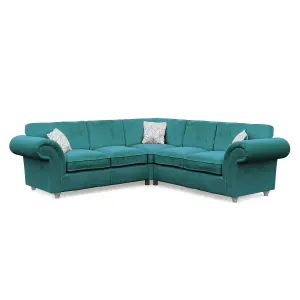 Windsor Teal Large Corner Sofa - Silver Feet