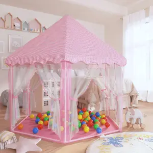 Berkfield Princess Play Tent with 250 Balls Pink 133x140 cm