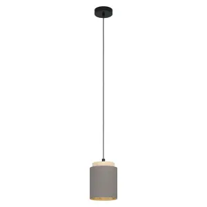 Pendant Ceiling Light Colour Black Brown Shade Cappuccino Fabric Bulb E27 1x40W