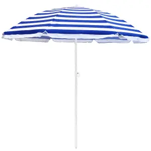 SunDaze 1.6M Blue-White Beach Parasol Outdoor Garden Patio Umbrella Sunshade UV Protection