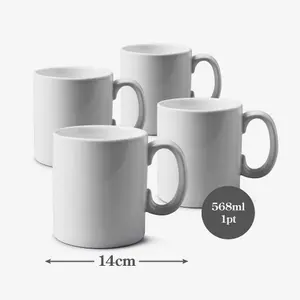 WM Bartleet & Sons Porcelain Large 1 Pint Mug, Set of 4 White