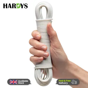 Hardys Clothes Washing Line - PVC Coated with Steel Core, Outdoor & Indoor Suitable Clothes Line, 80kg Capacity - 15m, White