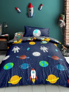 Space Single Duvet Cover and Pillowcase Set