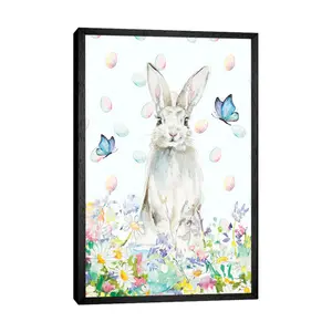 Tall Easter Bunny by Patricia Pinto - Floater Frame Gallery-Wrapped Canvas Giclée on Canvas Black / 101.6cm H x 66.04cm W