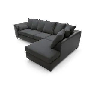 Dylan Large Corner Sofa Right Facing in Black Grey