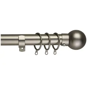 Metal Curtain Pole Set Extendable 40cm to 218cm Satin Nickel 25mm Curtain Rail