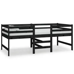 Berkfield Mid-high Bed Black Solid Pinewood 90x200 cm