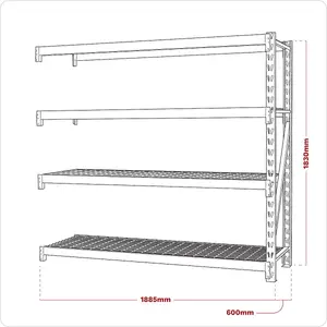 Sealey Heavy-Duty Racking Extension Pack with 4 Mesh Shelves 640kg Capacity Per Level AP6572E