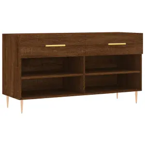 Berkfield Shoe Bench Brown Oak 102x35x55 cm Engineered Wood