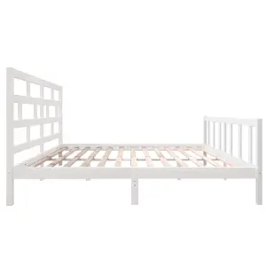 Berkfield Bed Frame White Solid Wood Pine 200x200 cm