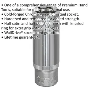 12mm Forged Steel Deep Drive Socket - Durable Chrome Vanadium for Professionals