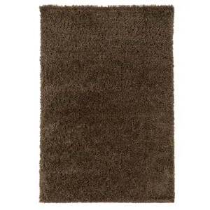 Brown Thick Soft Shaggy Runner Rug 60x240cm