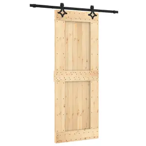 Berkfield Sliding Door with Hardware Set 80x210 cm Solid Wood Pine