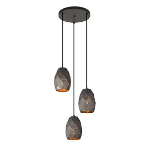 Luminosa Modern Hanging Pendant Graphite, Gold, Champagne 2 Light , E27