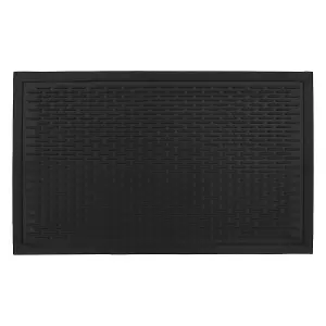 JVL Office Entrance Absorbent Barrier Door Mat, 45x75cm, Black/Blue