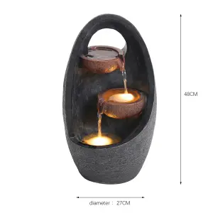 Outdoor Garden Creative Egg Shape Water Feature Fountain Electric with Light H 48 cm