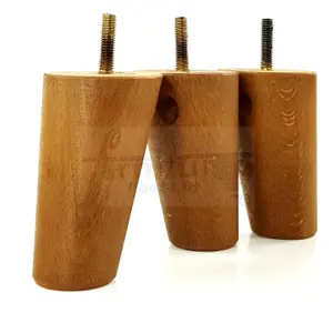 Wood Furniture Feet 100mm High Dark Oak Stain Replacement Furniture Legs Set Of 4 Sofa Chair Stool M8