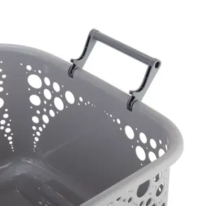 Plastic Laundry Basket with Handles Grey