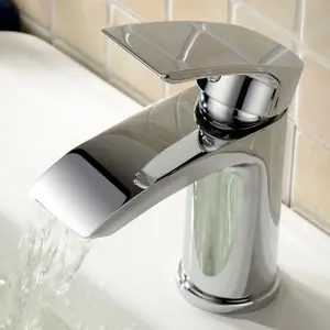 Nes Home Vago Bathroom Waterfall Basin Mono Mixer Tap Chrome Brass Deck Mounted