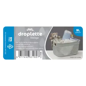 JVL Droplette Plastic Storage Basket, Ice Grey