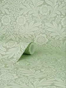 Crown Camille Damask Sage Wallpaper M1744