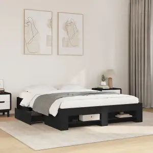 Berkfield Bed Frame without Mattress Black 150x200 cm King Size Engineered Wood